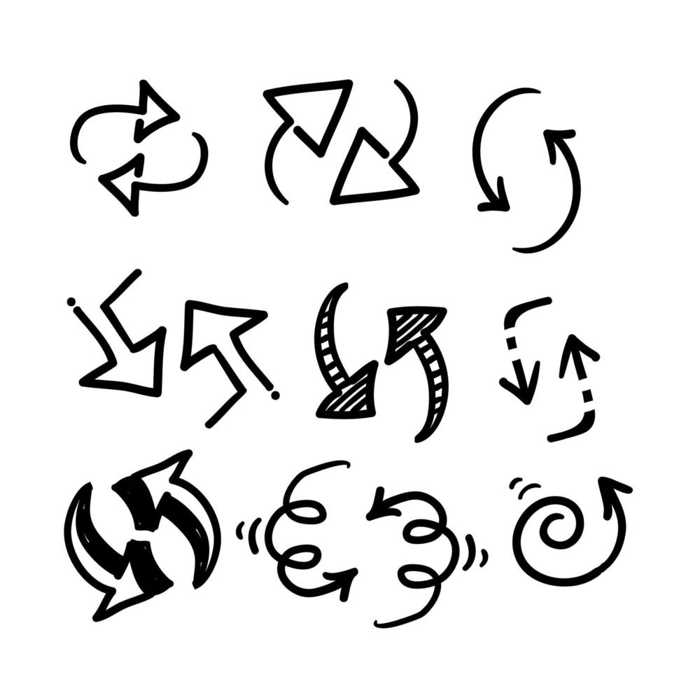 hand gezeichnetes doppeltes umgekehrtes pfeilsymbol für ersetzungssymbol, austausch lineares zeichen auf weißem hintergrund isoliert vektor
