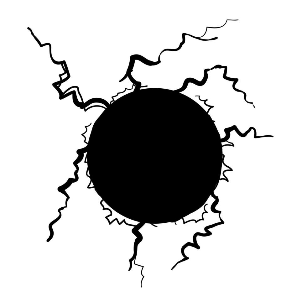handgezeichnete elektrische Plasmakugel umgeben von elektrischem Plasma-Gewittergekritzel vektor