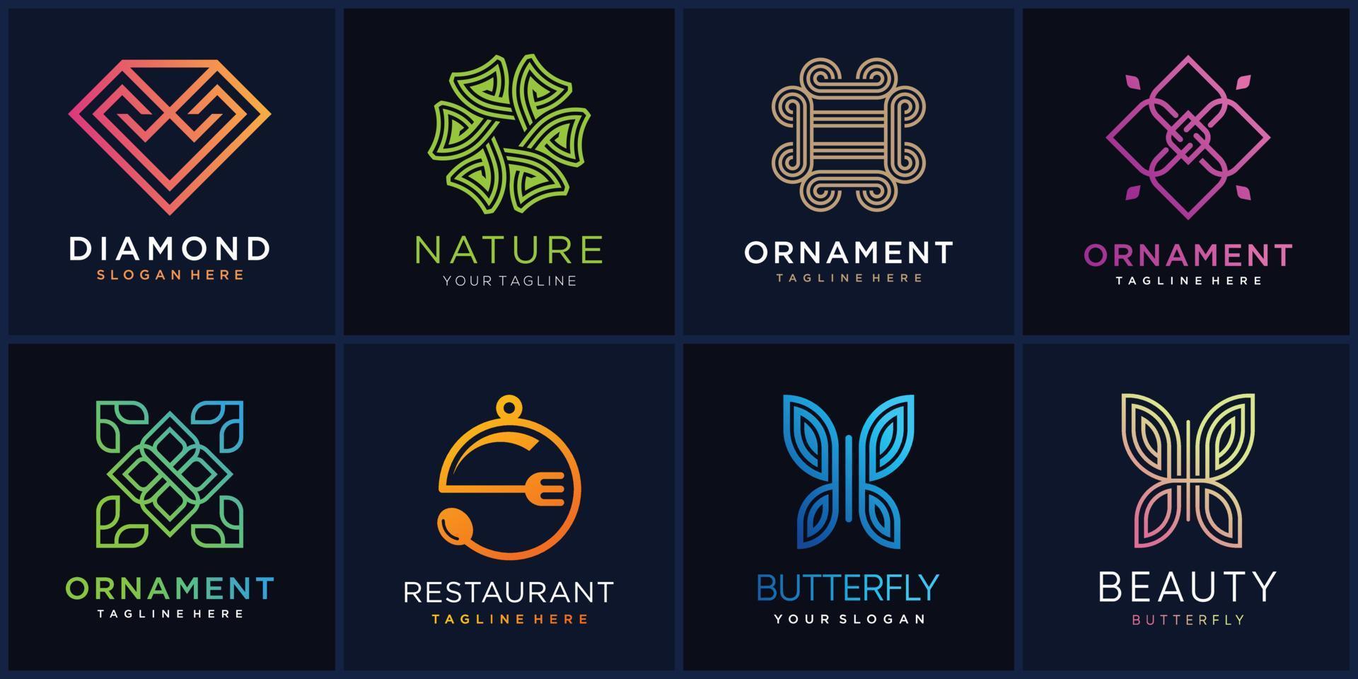 uppsättning logotypsamling med modernt koncept del 2, blommig, prydnad, modern, skönhet, ikon, företag, logotypmall, premiumvektor vektor