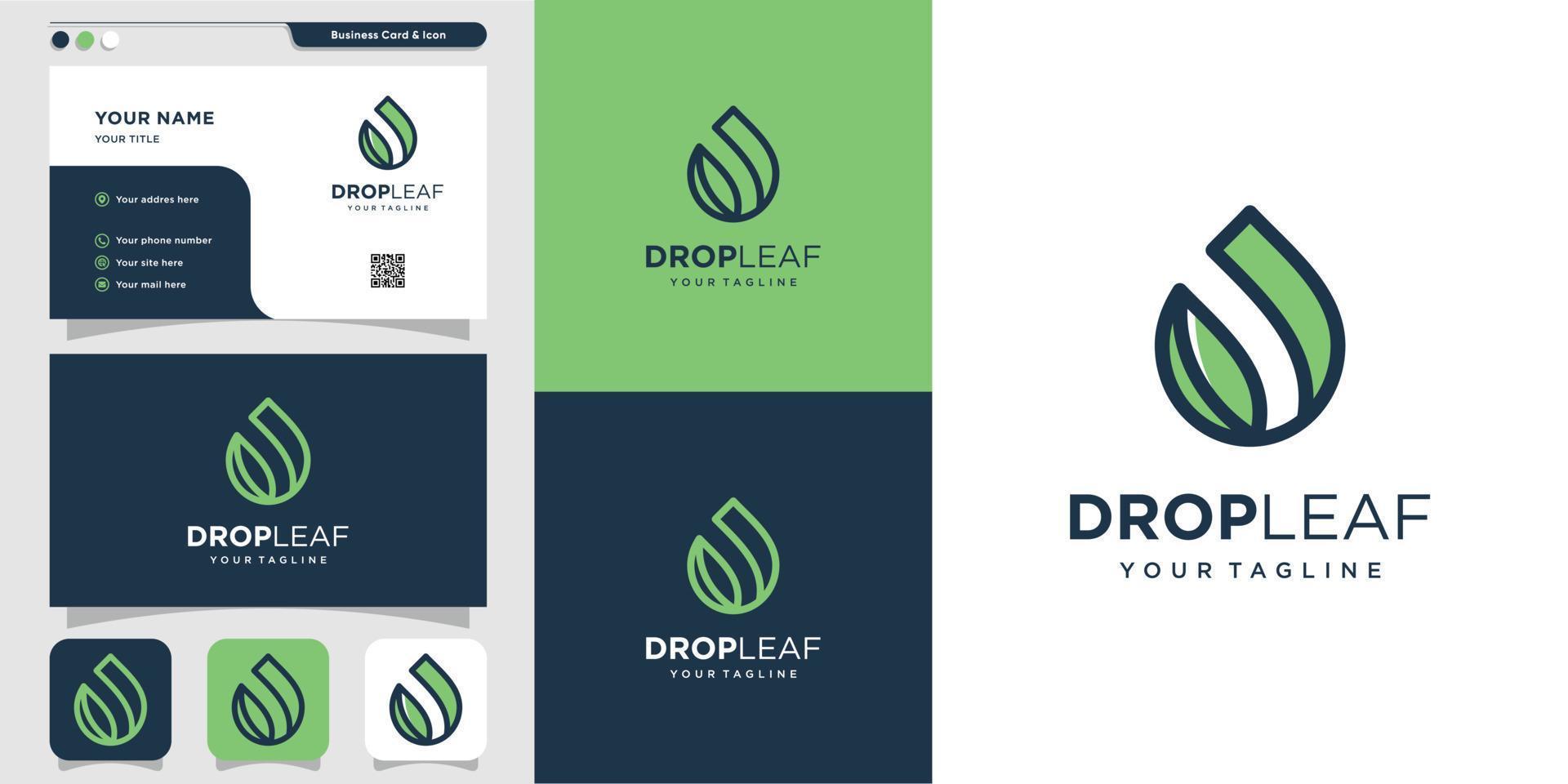 drop leaf natur logotyp och visitkort designmall premium vektor