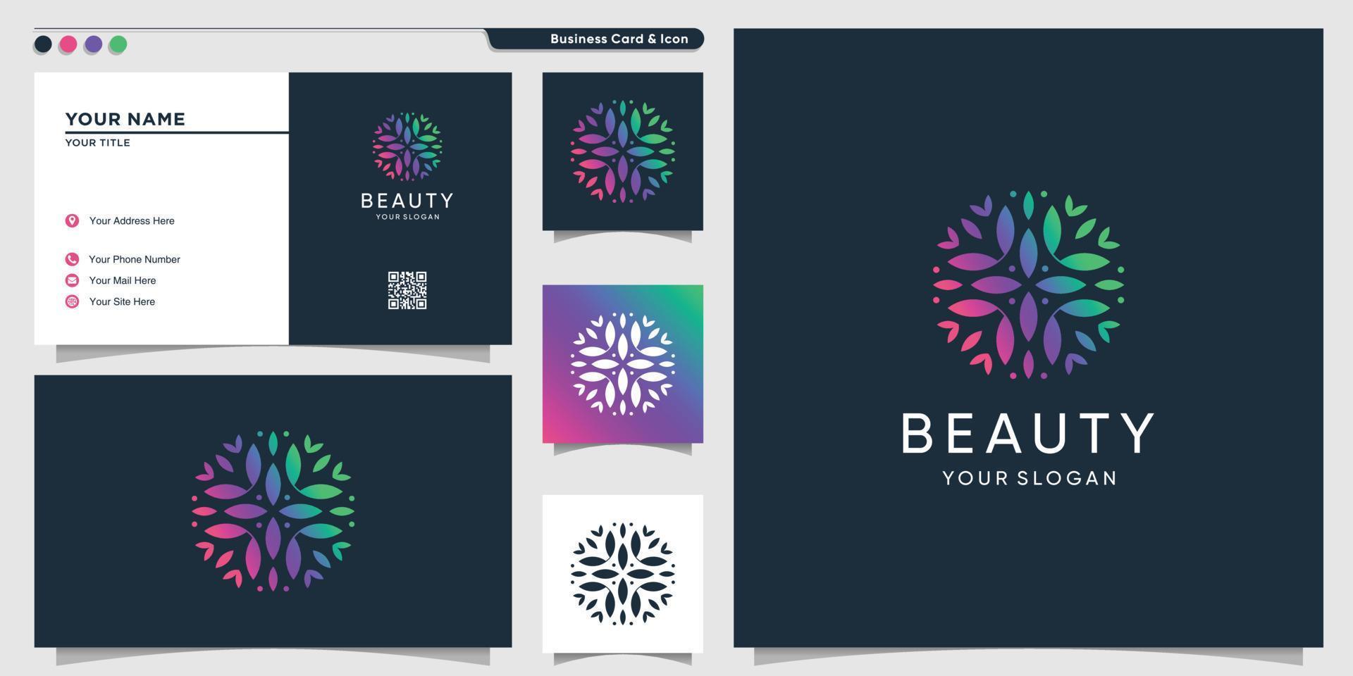 Beauty-Logo mit einzigartiger Formverlaufsfarbe und Visitenkarten-Design-Vorlage, Logo-Vorlage, Logo-Premium-Vektor vektor