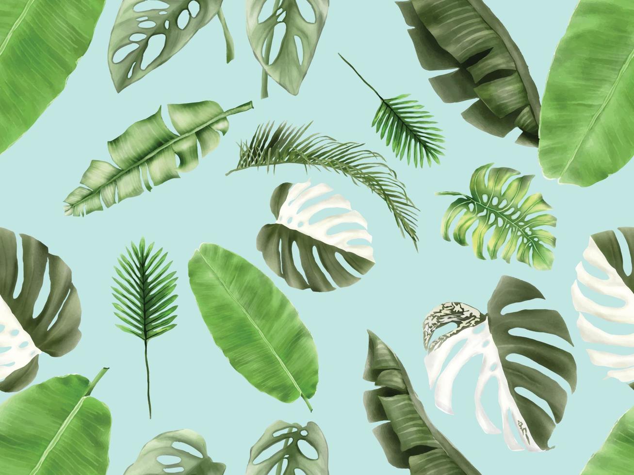 vackra sömlösa mönster tropiska löv design vektor