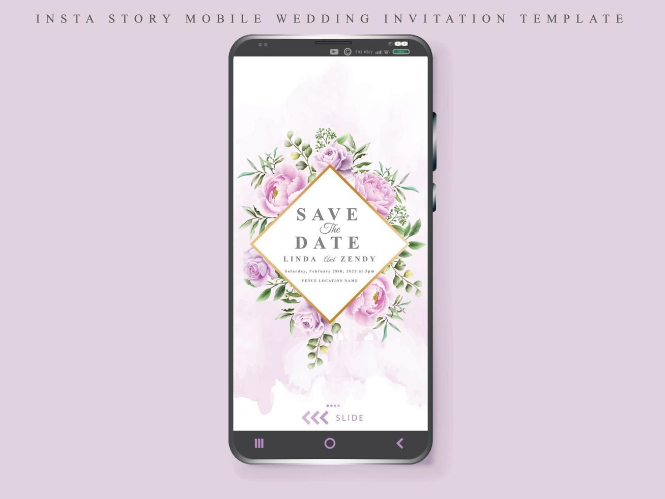 elegant bröllopsinbjudan berättelse mobil mall vektor