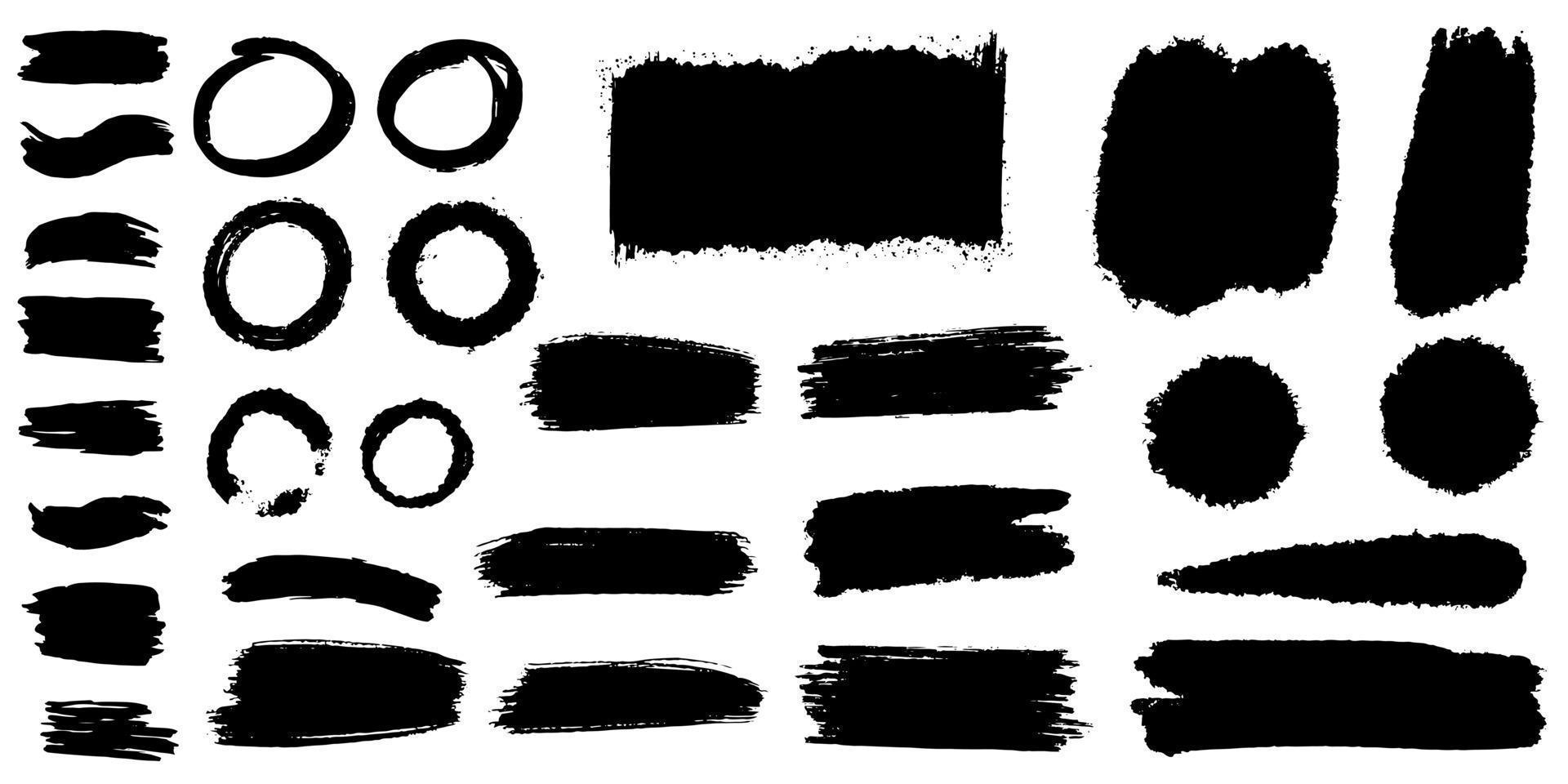 Sammlung von Vektor Pinsel handgezeichnete Grafikelement. Satz von Vektorpinselstrichen isoliert auf weißem Hintergrund. Vektor-Illustration.