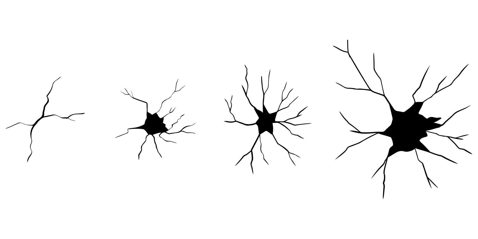 uppsättning handritade sprickor isolerad på vit bakgrund. vektor illustration