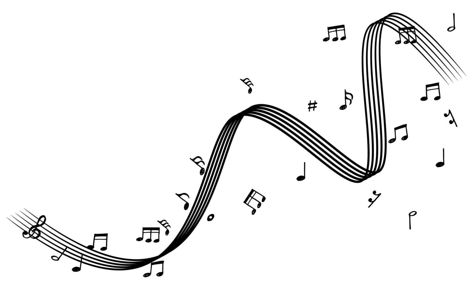 doodle musik anteckningar mönster bakgrund. abstrakt musikal på vit bakgrund. vektor