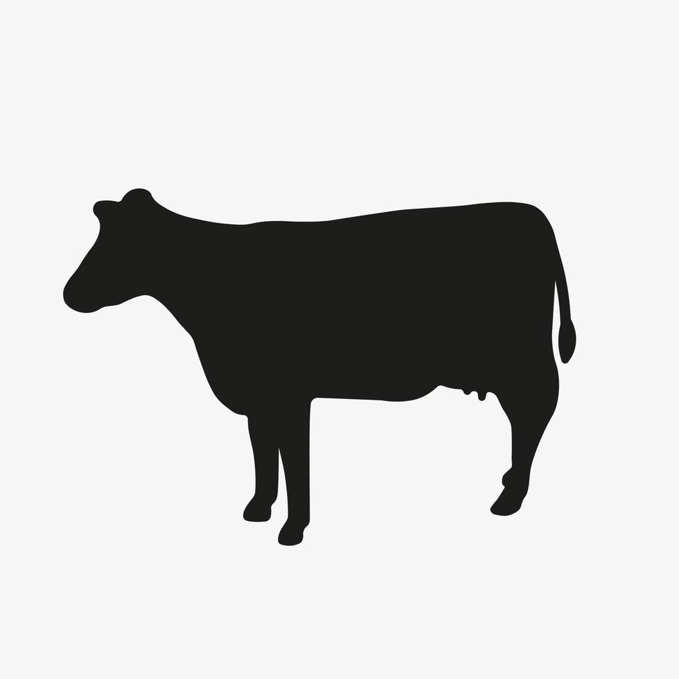 ko vektor siluett. boskap, livdjur, nötkött ikon. enkel vektorillustration av ko isolerad på vit bakgrund