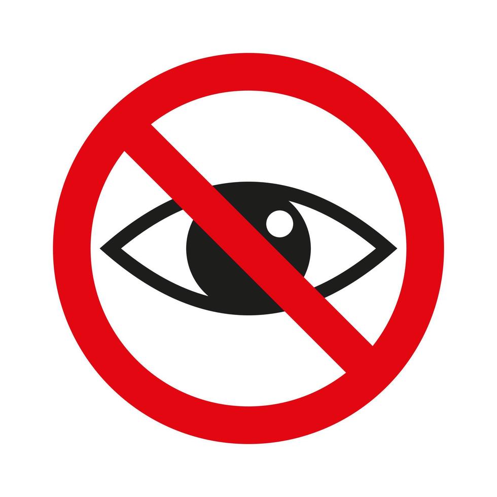 vektor tecken på korsade ögat. röd cirkel förbudsikon. ögonkontakt. förbud, stopp, förbjuden symbol. vektor illustration. vit bakgrund