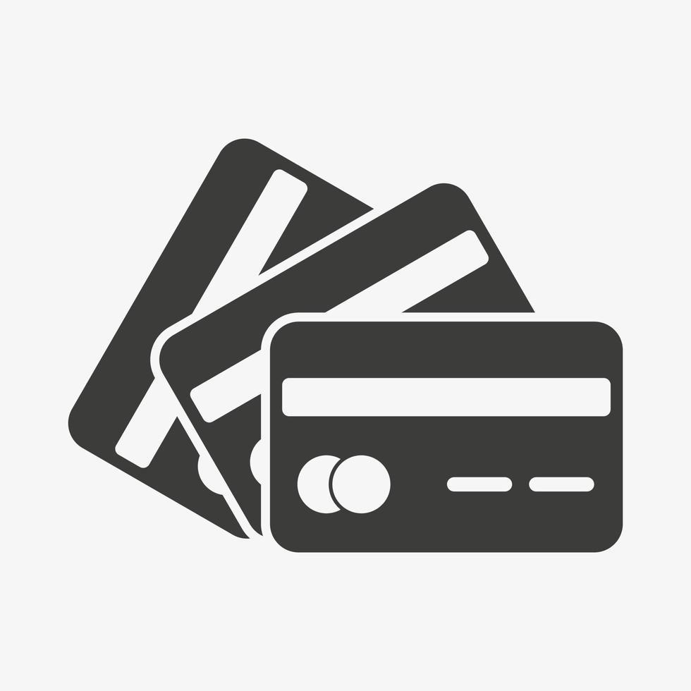 tre kreditkort vektor ikon. betalkort tecken