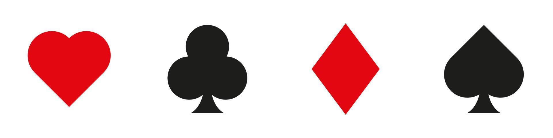 satz spielkartensymbole lokalisiert auf weißem hintergrund. Vektorsymbole. Pokerkarten. Herz, Karo, Pik, Keule vektor