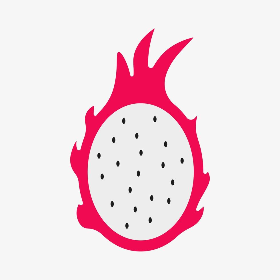 einfache Vektorillustration einer Drachenfrucht isoliert auf weißem Hintergrund. Vektorsymbol für exotische Früchte. Pitaya-Frucht-Symbol vektor