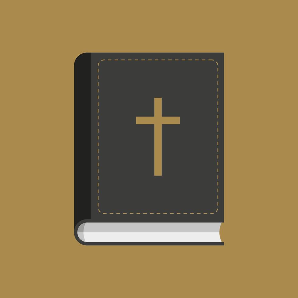 Bibel-flaches Design-Vektor-Symbol. Buch mit christlichem Kreuz vektor