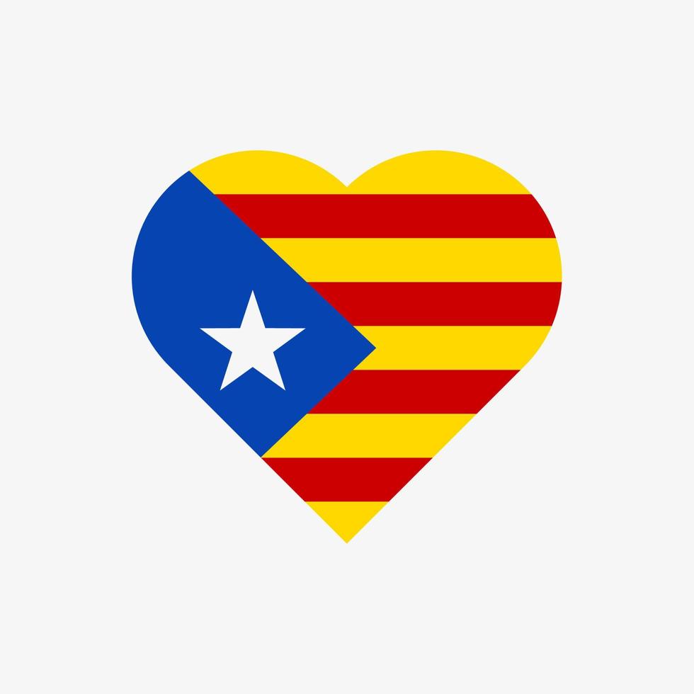 Kataloniens flagga i hjärtform. katalanska flaggan vektor ikon isolerad på vit bakgrund