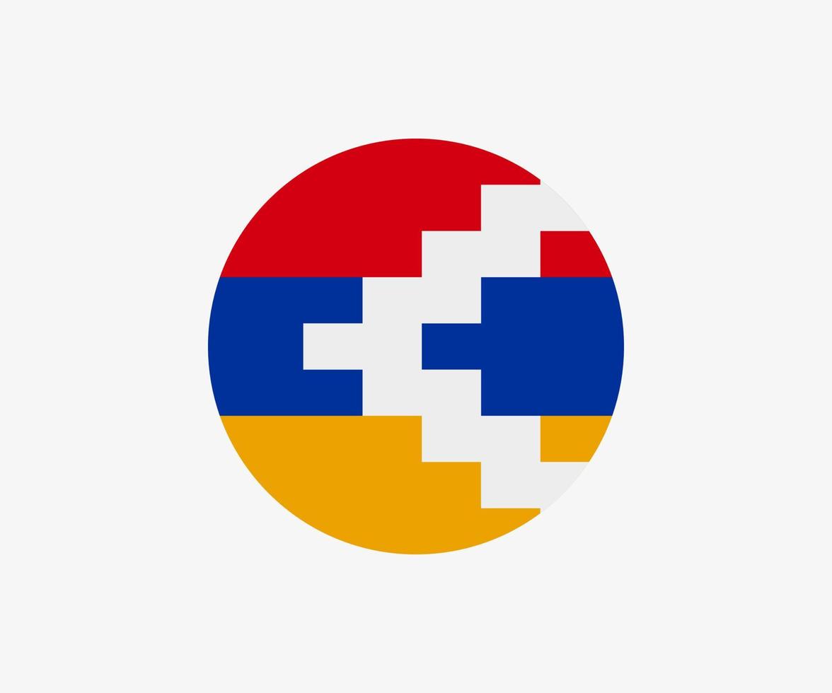 die flagge der republik artsakh im kreis. rundes Flaggenvektorsymbol isoliert auf weißem Hintergrund vektor