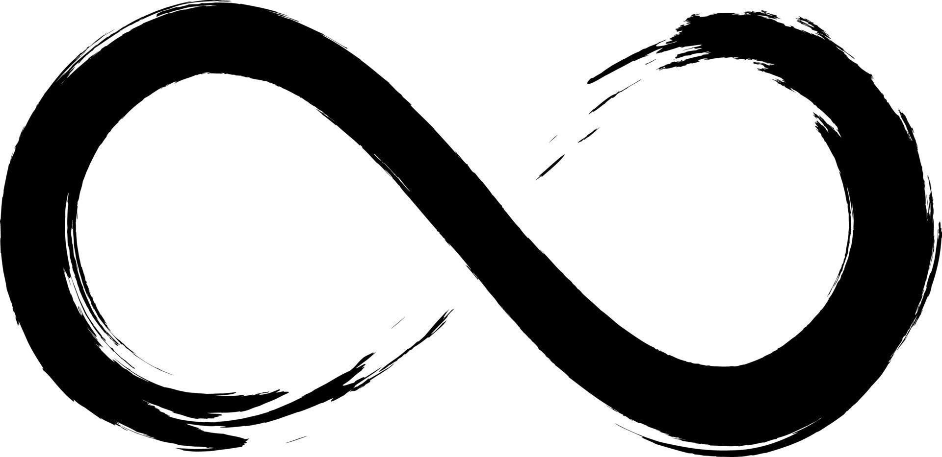 grunge oändlighetssymbol. handmålad med svart färg. grunge penseldrag. modern evighet ikon. grafisk designelement. oändliga möjligheter, oändlig process. vektor