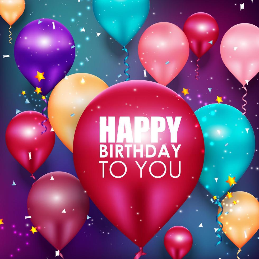 färgglada ballonger grattis på födelsedagen bakgrund vektor