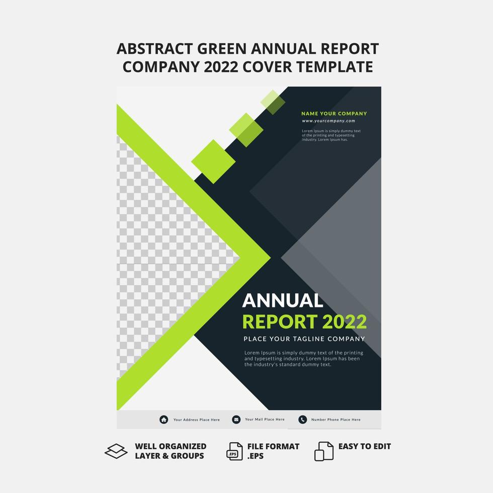 abstrakt grön årsredovisning företag 2022 omslagsmall vektor