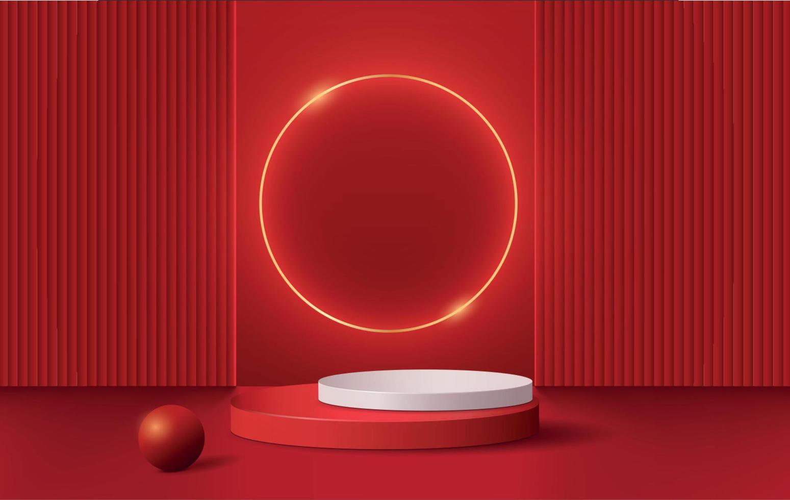röd bakgrund med geometrisk form podium för produkt. vektor