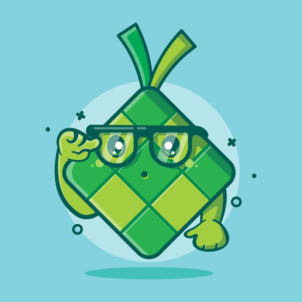 genial ketupat lebensmittelcharakter maskottchen isolierte karikatur im flachen stildesign. großartige Ressource für Symbol, Symbol, Logo, Aufkleber, Banner. vektor