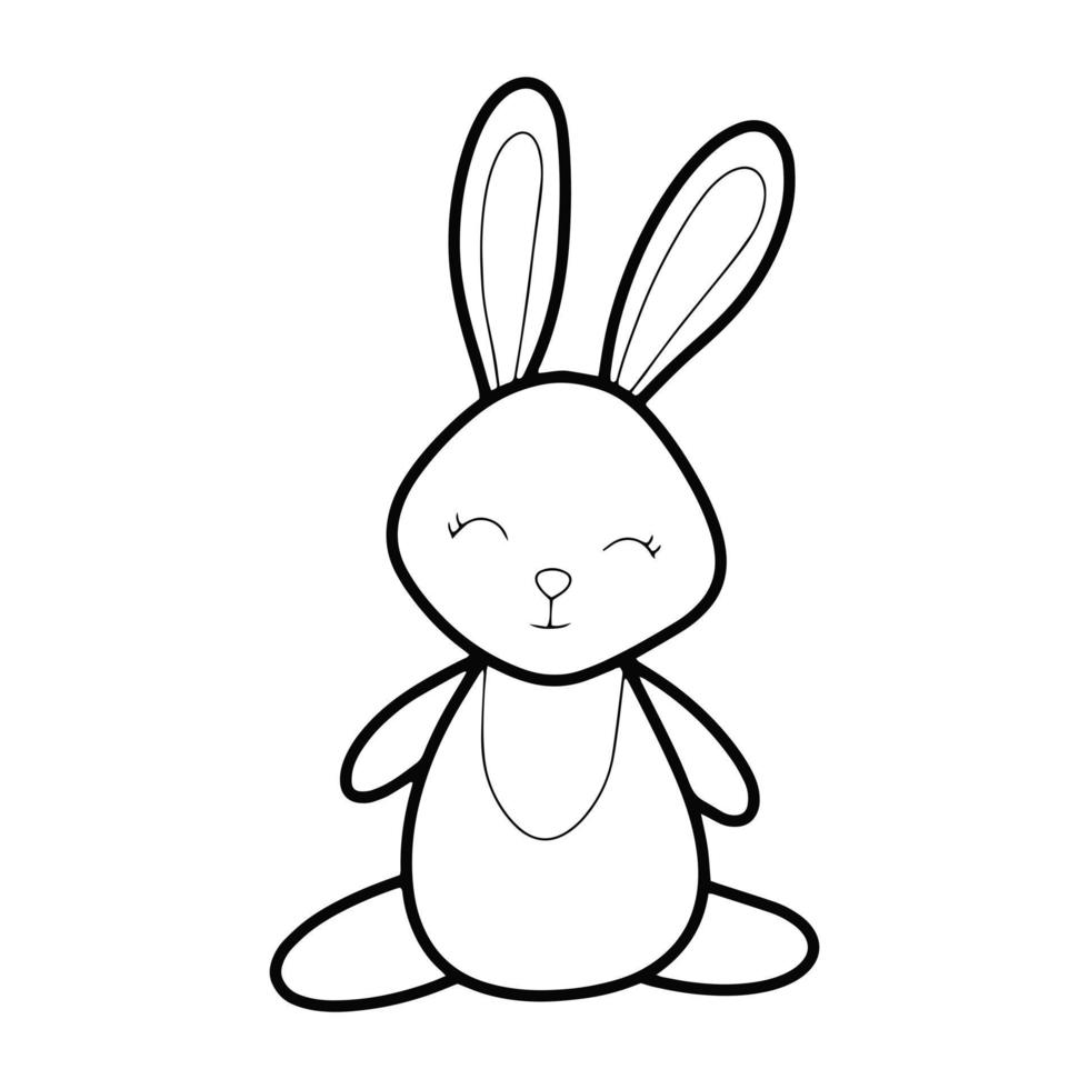 vektor linje söt baby kanin isolerade illustration.