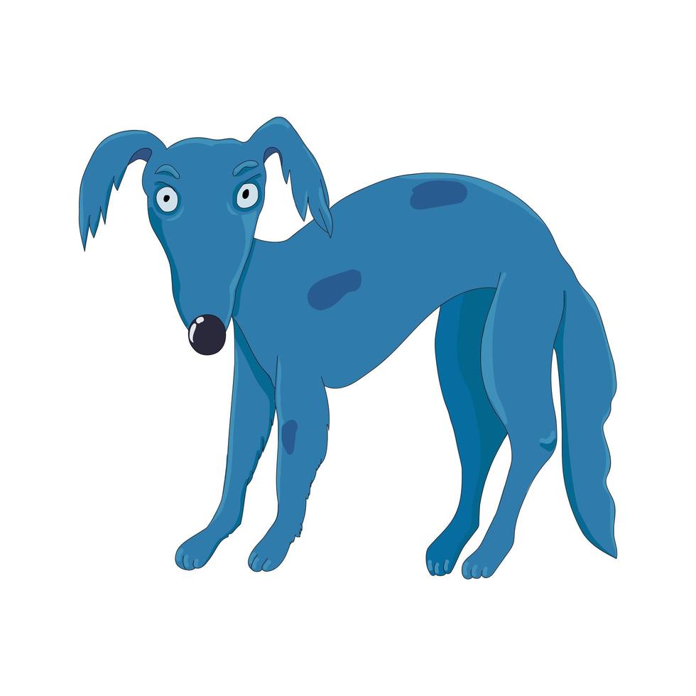 blå prickig hund isolerad på vit bakgrund. vektor