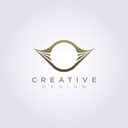 Cirkel Dekoration med Vinge Vector Illustration Design ClipArt Symbol Logo Mall