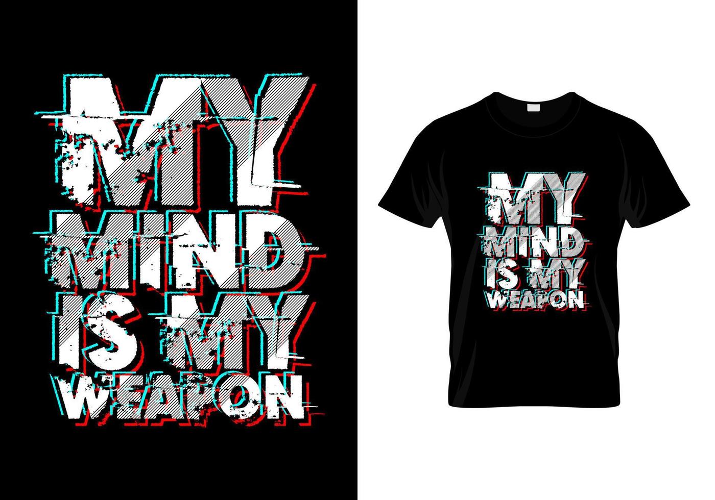 Mein Verstand ist mein Waffentypografie-T-Shirt-Designvektor vektor
