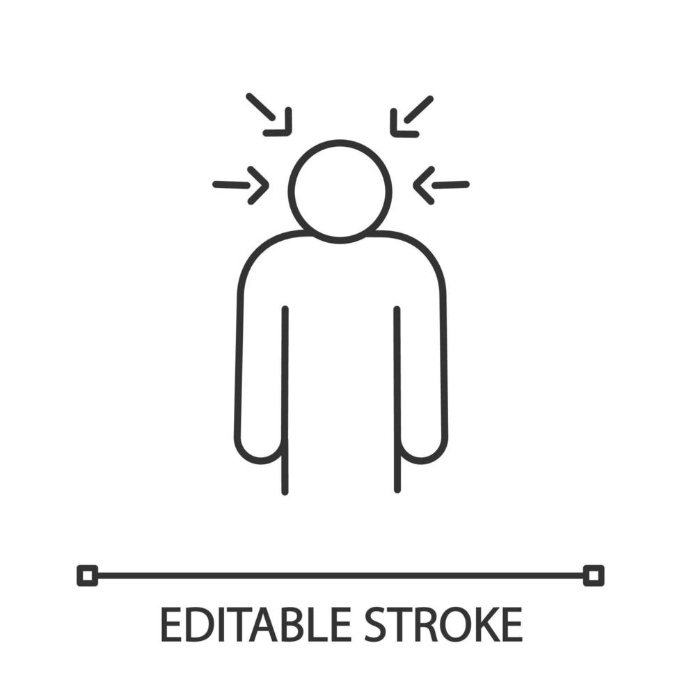 nervös spänning linjär ikon. påfrestning. psykisk press. tunn linje illustration. ångest. självfördömande. kontur symbol. stress symptom. vektor isolerade konturritning. redigerbar linje