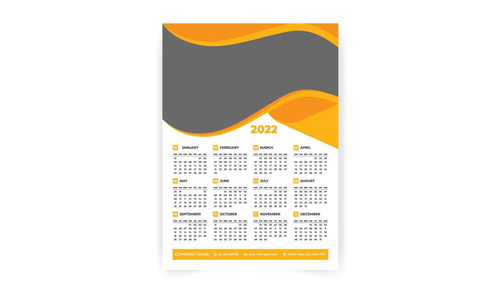 minimale kalendervorlage für unternehmen, wandkalender 2022 design mit vektor