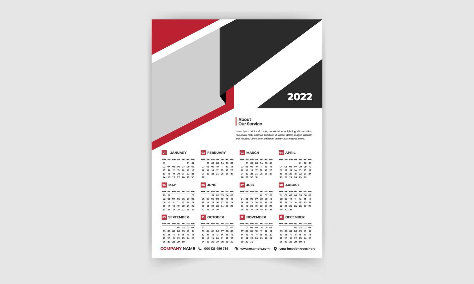 minimale kalendervorlage für unternehmen, wandkalender 2022 design mit vektor