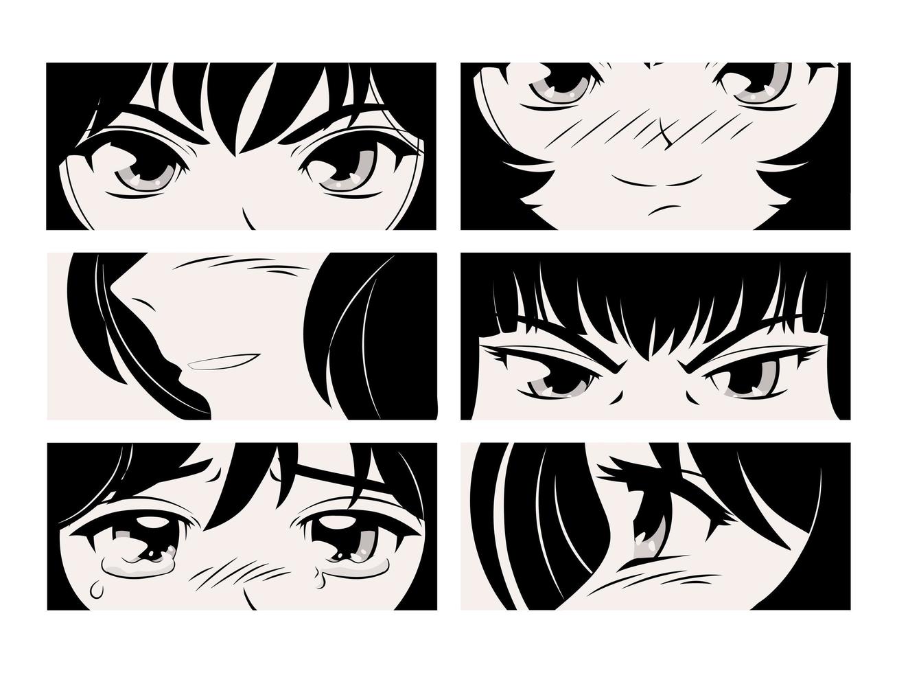 set manga augen nahaufnahmen vektor