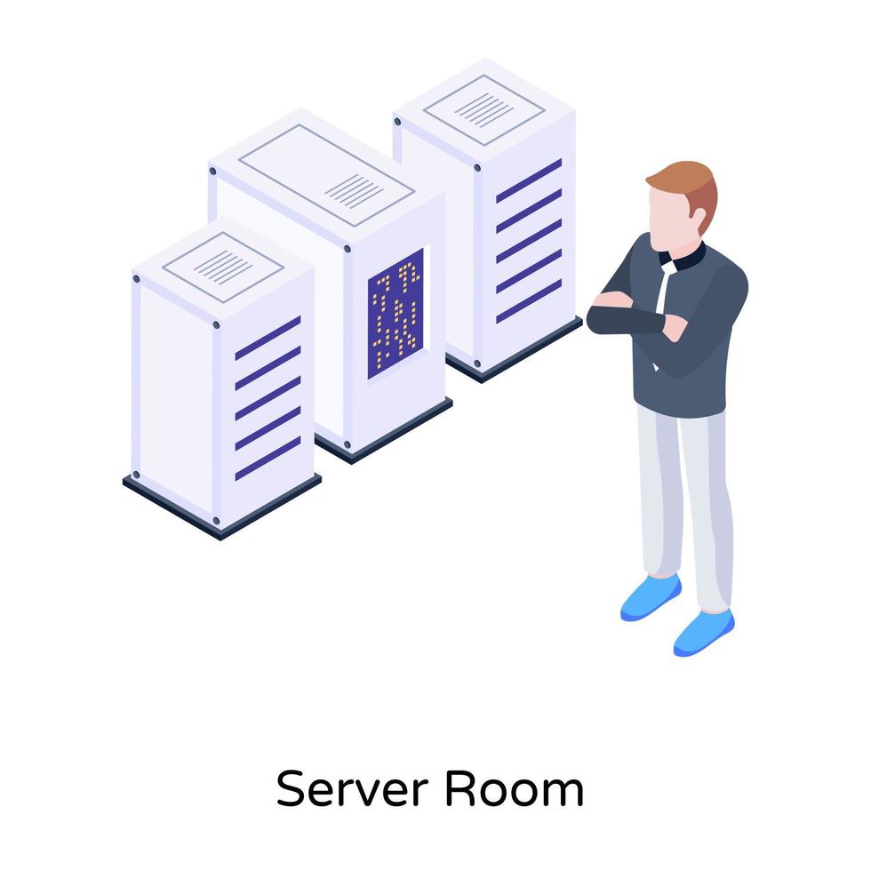 moderne isometrische ikone des serverraums vektor