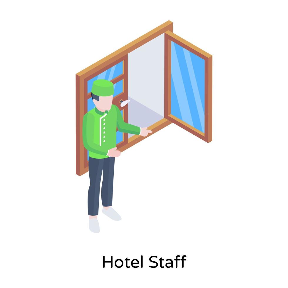 Laden Sie die isometrische Premium-Illustration des Hotelpersonals herunter vektor