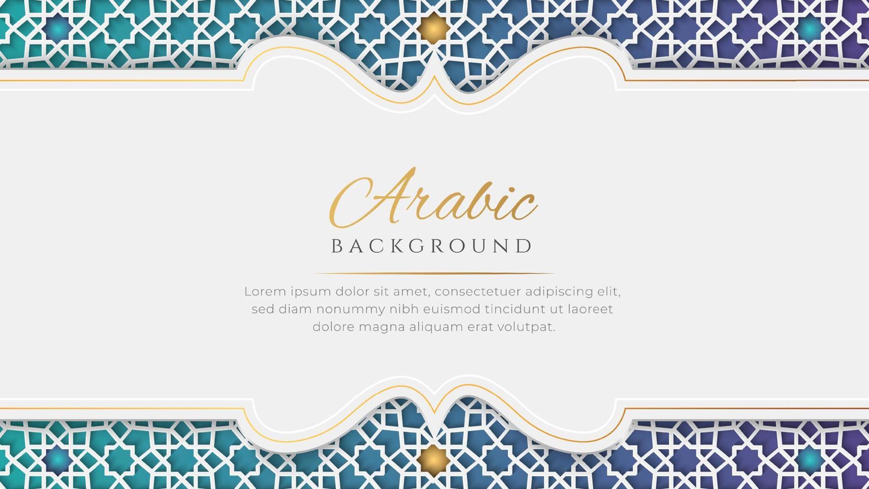 weißer und blauer luxus islamischer bogenhintergrund mit dekorativem ornamentmuster vektor