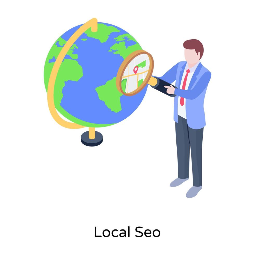 Laden Sie eine isometrische Premium-Illustration von Local SEO herunter vektor