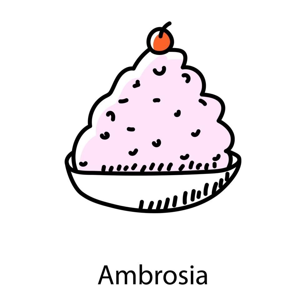 hälsosam kost, handritad ikon av ambrosia sallad vektor