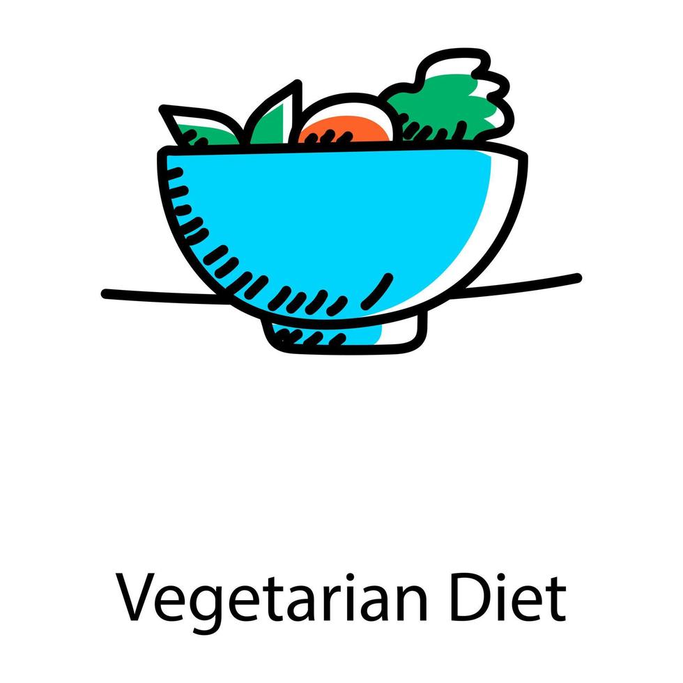 Bio-Lebensmittel, handgezeichnete Ikone der vegetarischen Ernährung vektor