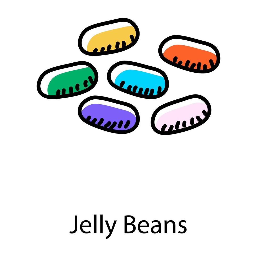 Jelly Beans Doodle-Symbol, das in Bäckereien zur Dekoration verwendet wird vektor