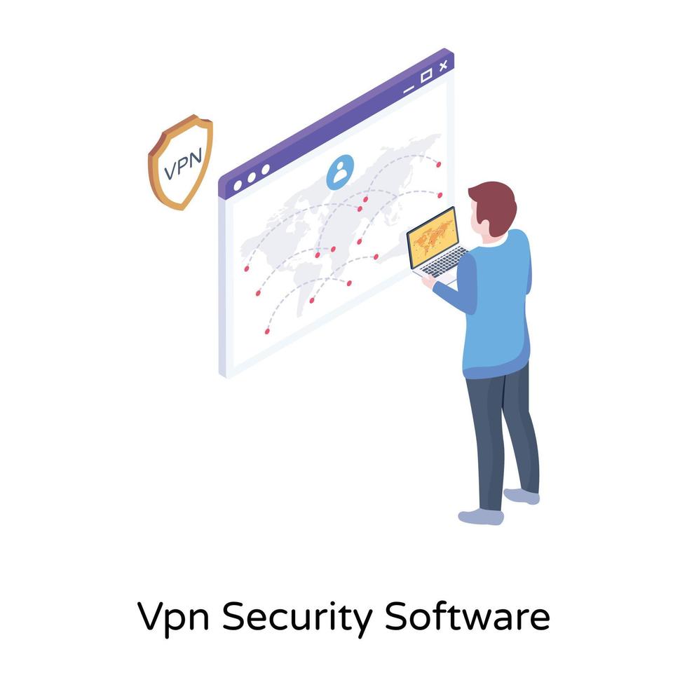 VPN-Sicherheitssoftware, isometrischer Vektor