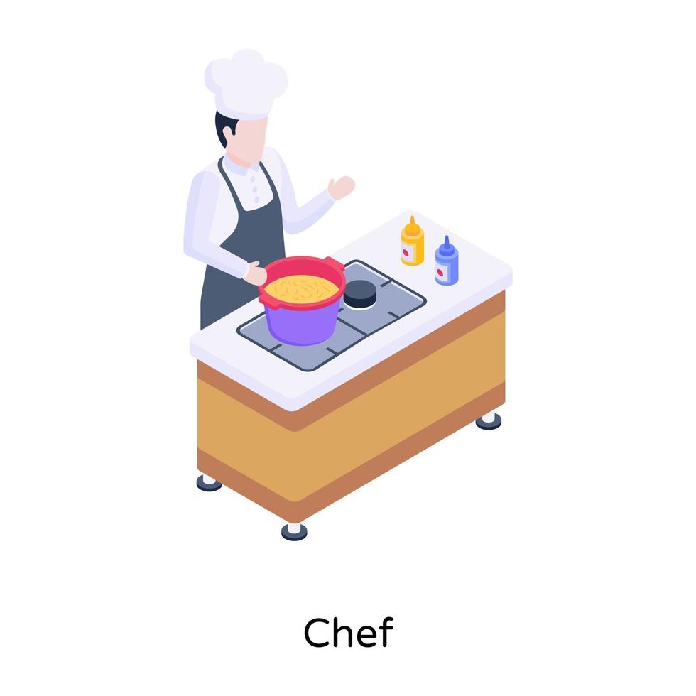 kocken isometrisk illustration är uppe för premium användning vektor