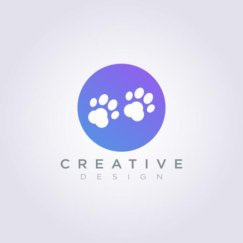 Animal Dog Fotavtryck Vektor Illustration Design Clipart Symbol Logo Mall