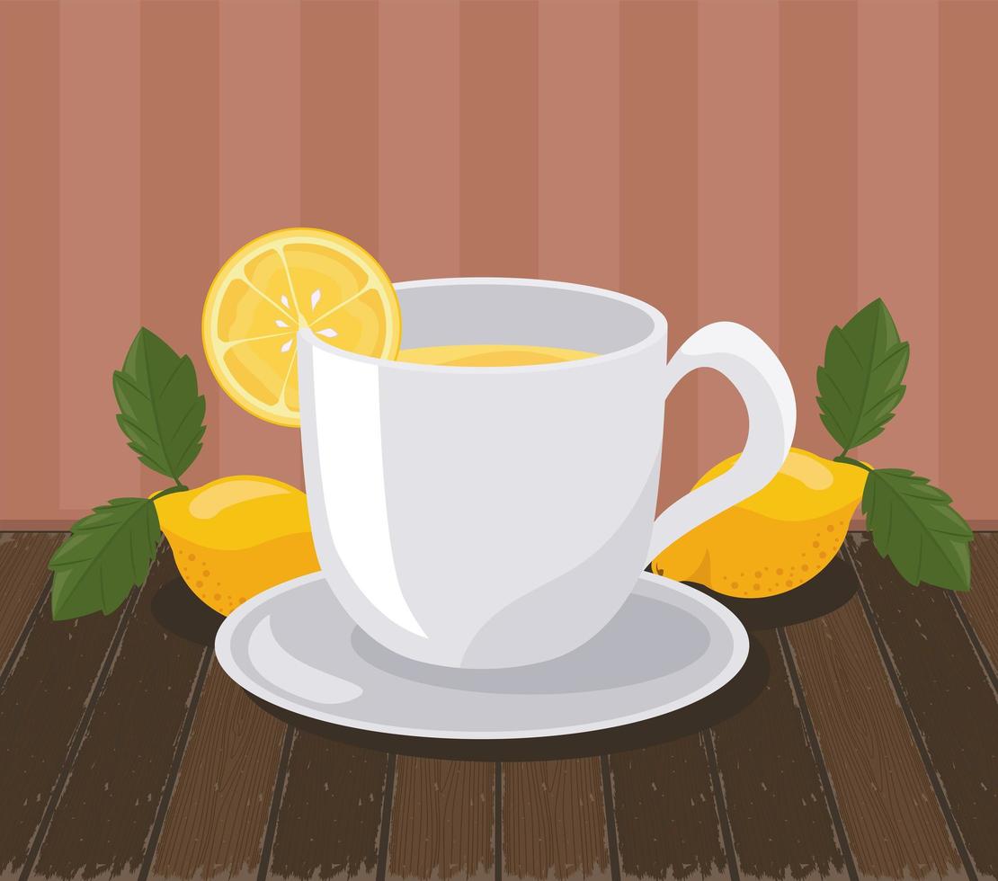 Zitronen und Teetasse vektor