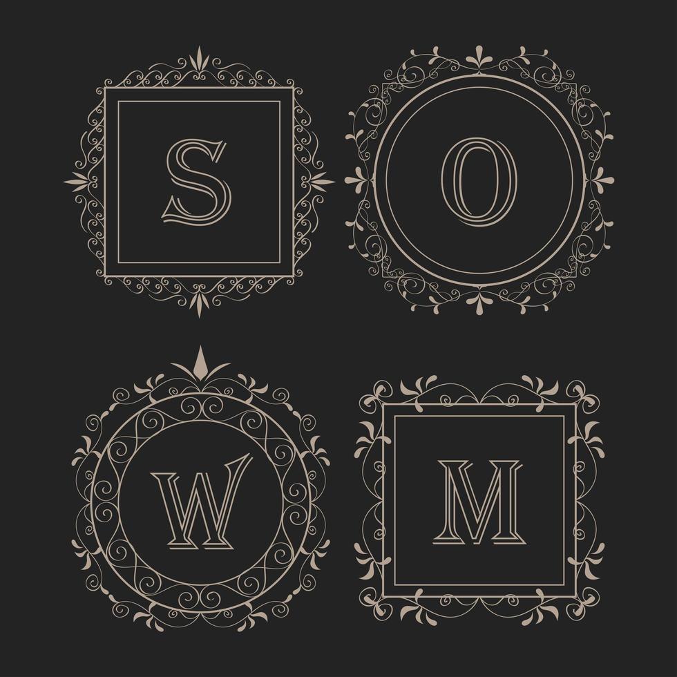 Vintage Monogramme vier Symbole vektor