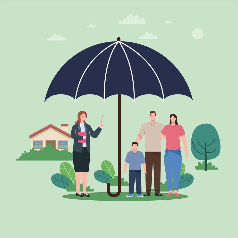 hemförsäkring med paraply vektor