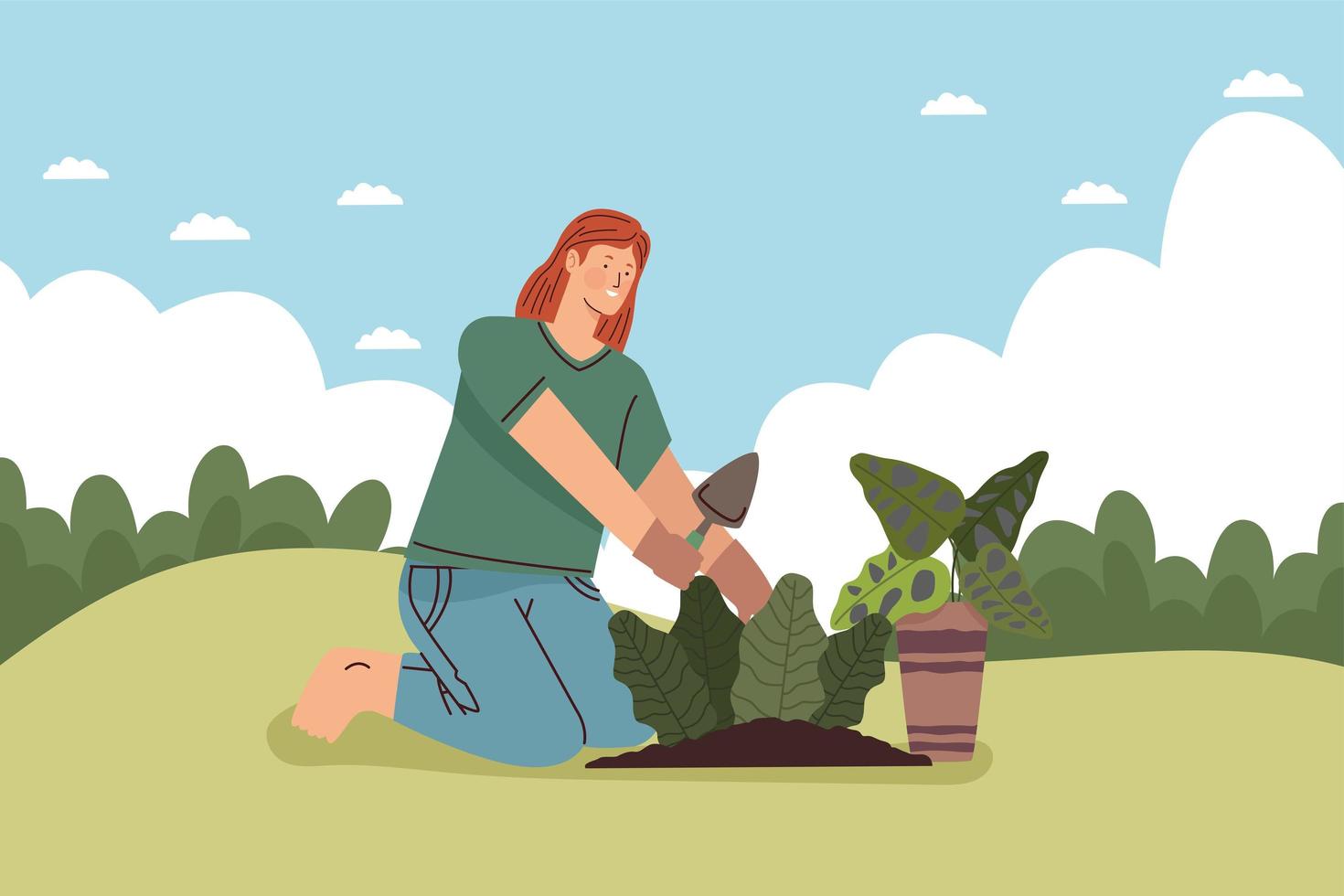 trädgårdsmästare kvinna arbetar karaktär vektor