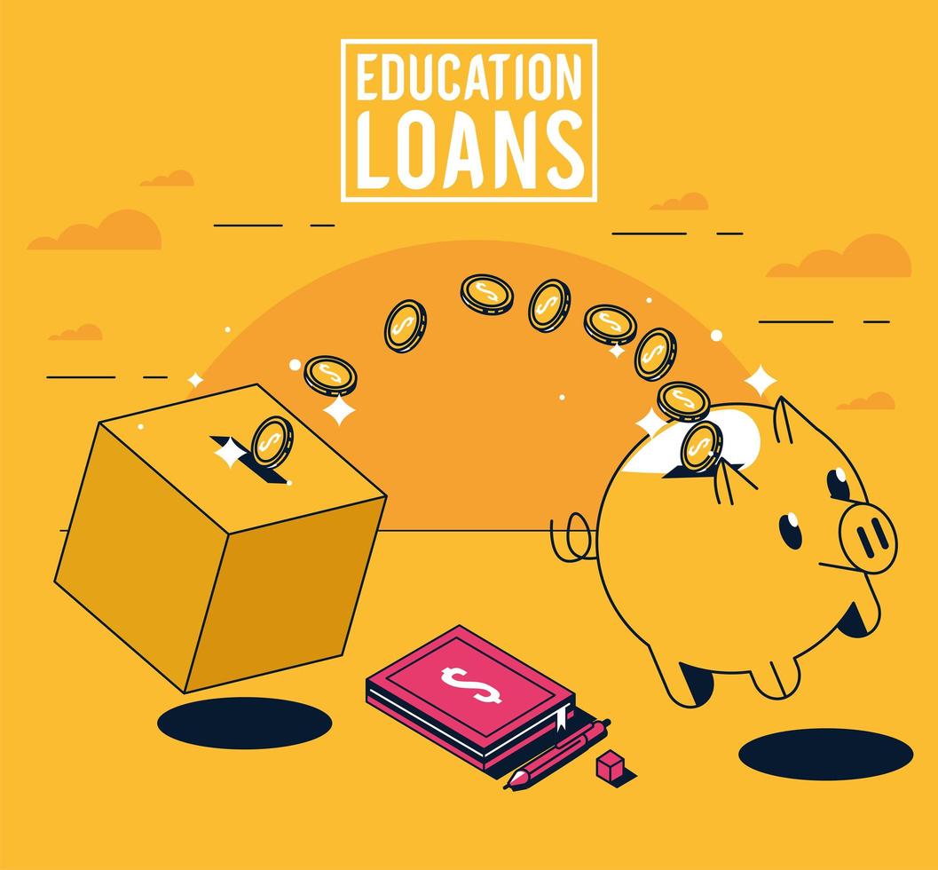 utbildning lån bokstäver med besparingar vektor