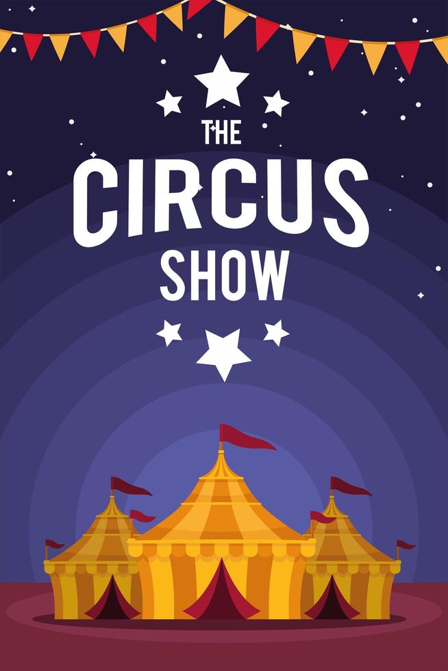 cirkusshow bokstäver och tält vektor