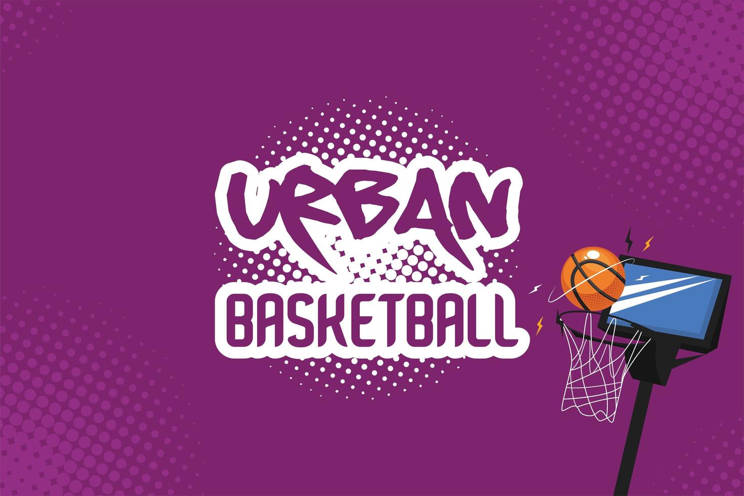 urbaner Basketball-Schriftzug mit Punkt vektor