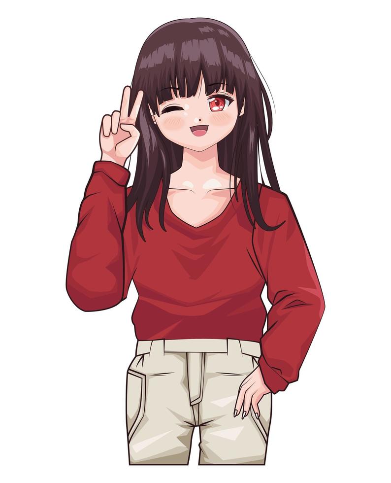 glückliches Mädchen Anime vektor