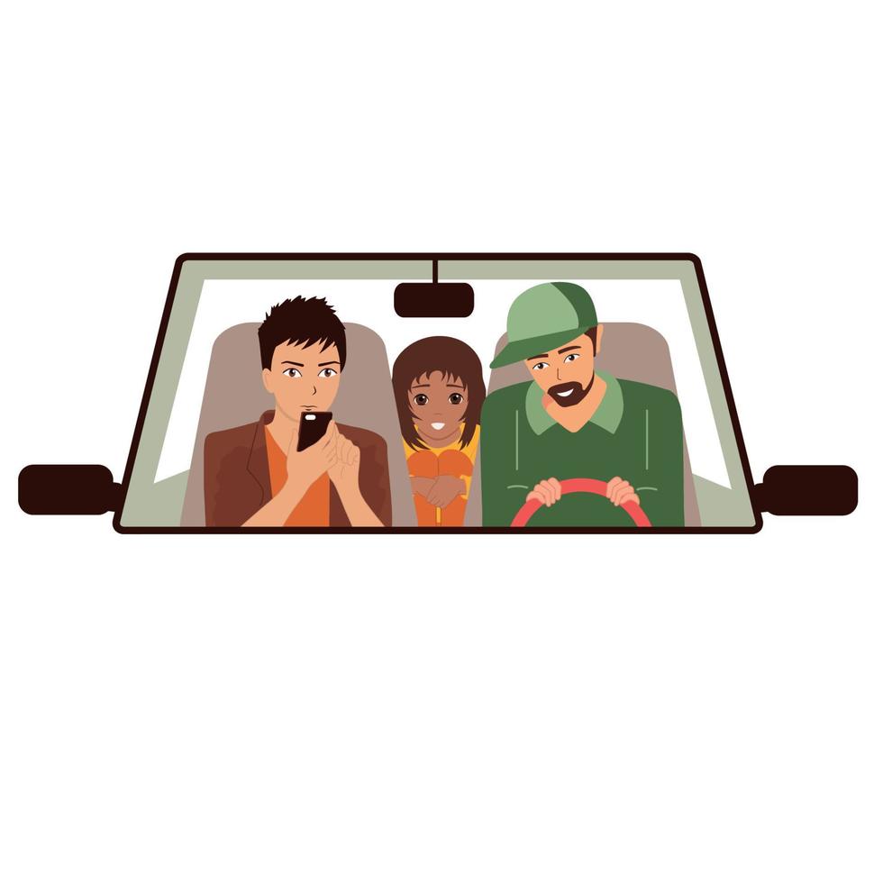 Autoreise, Autofahrt, glückliche Menschen, weißer Hintergrund vektor